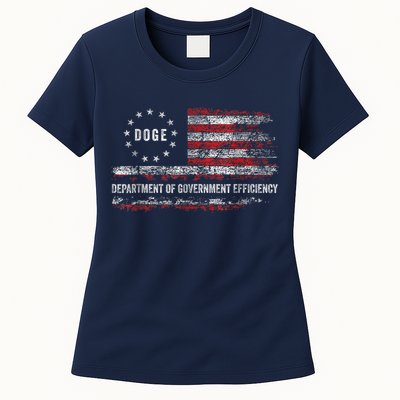 Doge Department Of Government Efficiency D.O.G.E. Us Flag Womens T-Shirt