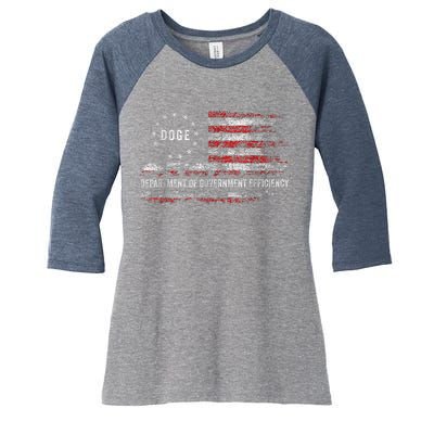 Doge Department Of Government Efficiency D.O.G.E. Us Flag Women's Tri-Blend 3/4-Sleeve Raglan Shirt