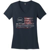 Doge Department Of Government Efficiency D.O.G.E. Us Flag Women's V-Neck T-Shirt