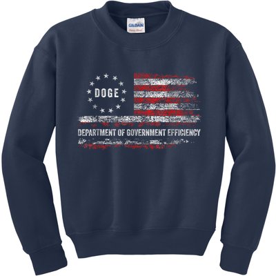 Doge Department Of Government Efficiency D.O.G.E. Us Flag Kids Sweatshirt