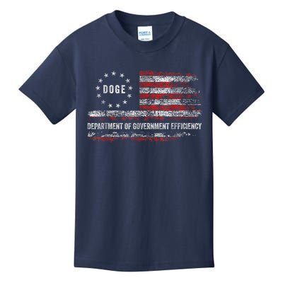 Doge Department Of Government Efficiency D.O.G.E. Us Flag Kids T-Shirt