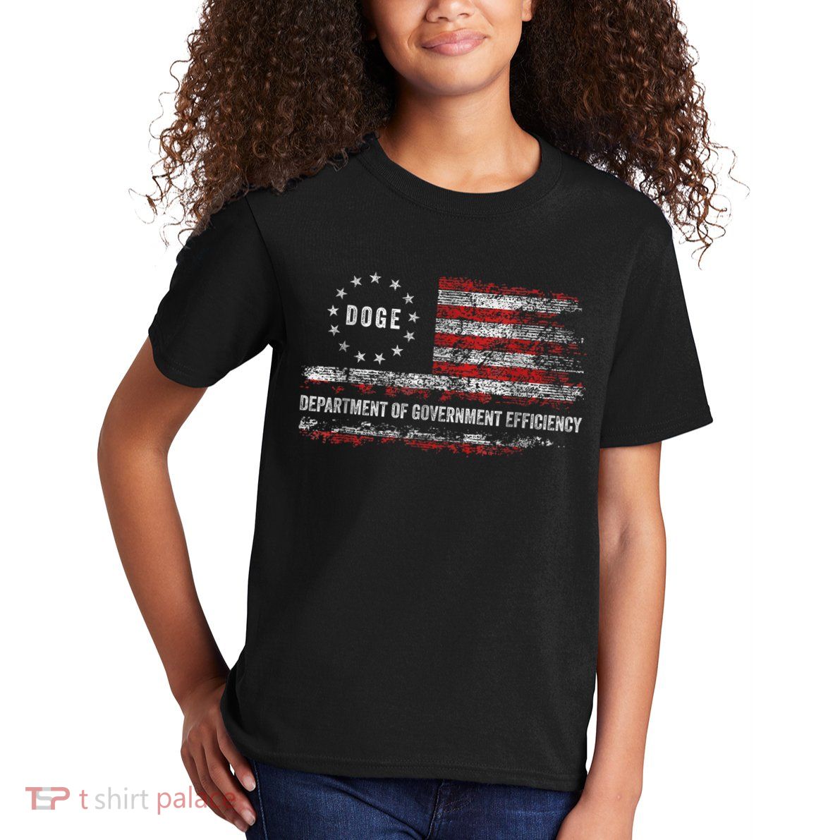 Doge Department Of Government Efficiency D.O.G.E. Us Flag Kids T-Shirt