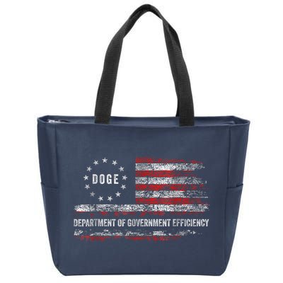 Doge Department Of Government Efficiency D.O.G.E. Us Flag Zip Tote Bag