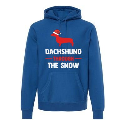 Dachshund Dog Owner Dog Lover Christmas Through The Snow Cute Gift Premium Hoodie