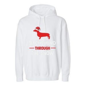 Dachshund Dog Owner Dog Lover Christmas Through The Snow Cute Gift Garment-Dyed Fleece Hoodie