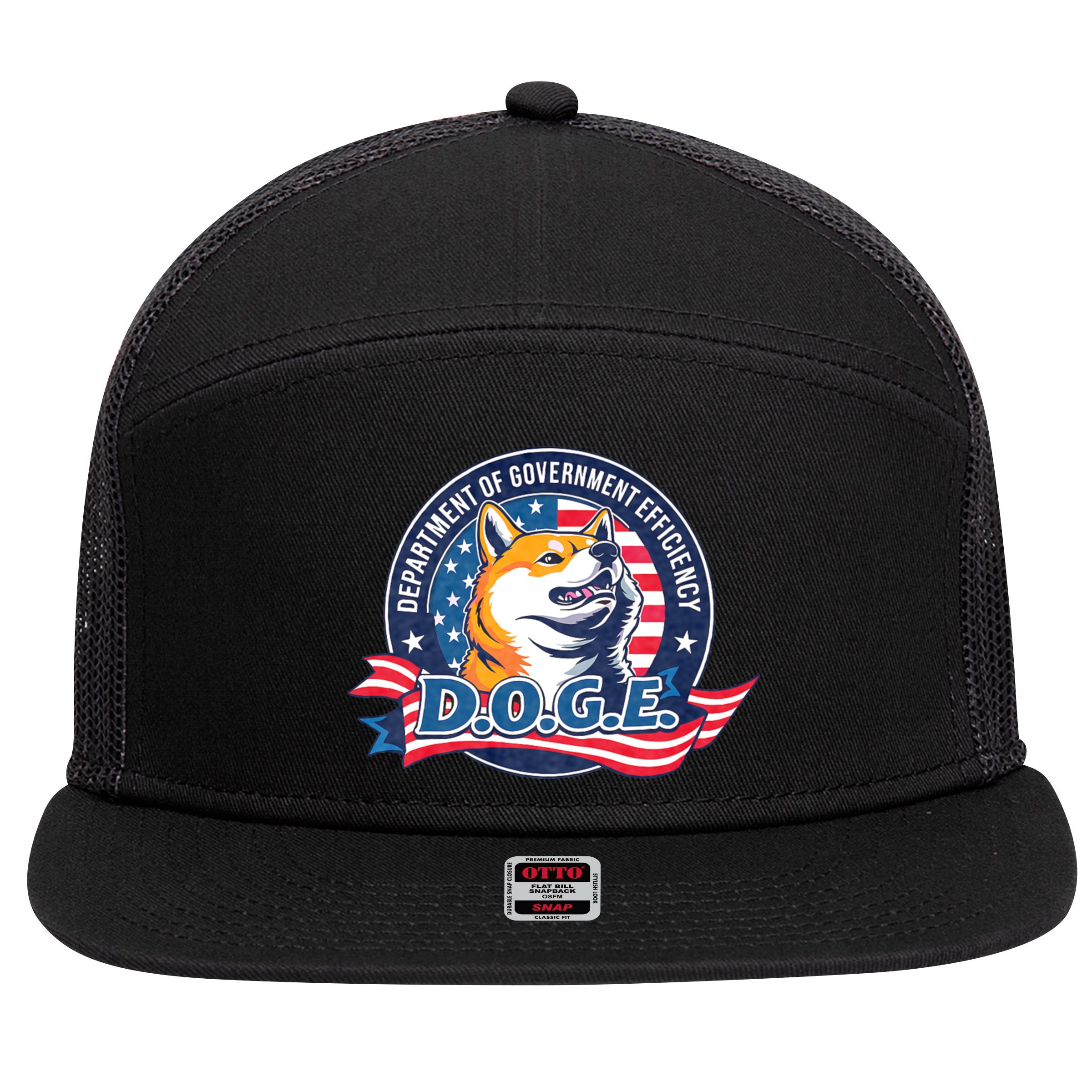 D.O.G.E Department Of Government Efficiency Doge 7 Panel Mesh Trucker Snapback Hat