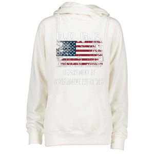 D.O.G.E. Department Of Government Efficiency Satirical Humor Womens Funnel Neck Pullover Hood