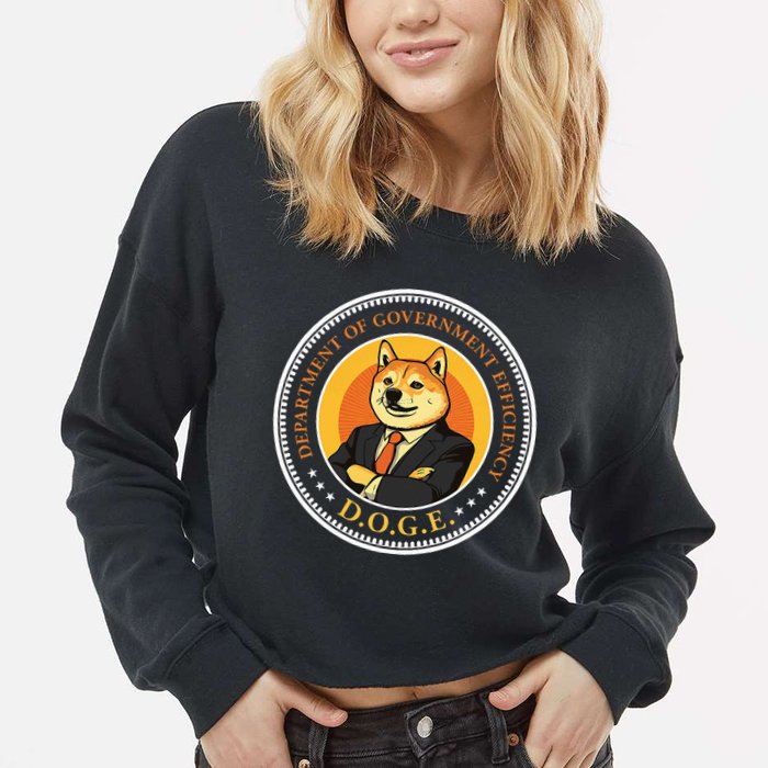 Doge Department Of Government Efficiency Doge Design Cropped Pullover Crew