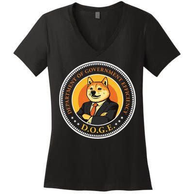 Doge Department Of Government Efficiency Doge Design Women's V-Neck T-Shirt
