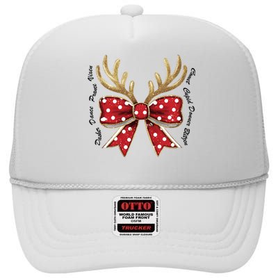 Dasher Dancer Prancer Vixen Comet Cupid Donner Blitzen Christmas Reindeer High Crown Mesh Back Trucker Hat