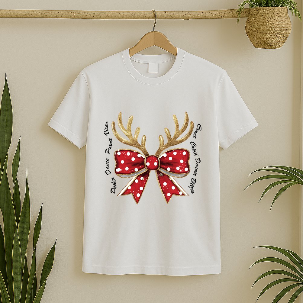 Dasher Dancer Prancer Vixen Comet Cupid Donner Blitzen Christmas Reindeer T-Shirt