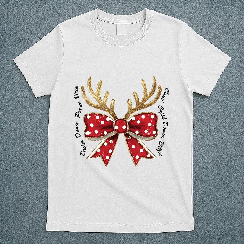 Dasher Dancer Prancer Vixen Comet Cupid Donner Blitzen Christmas Reindeer T-Shirt