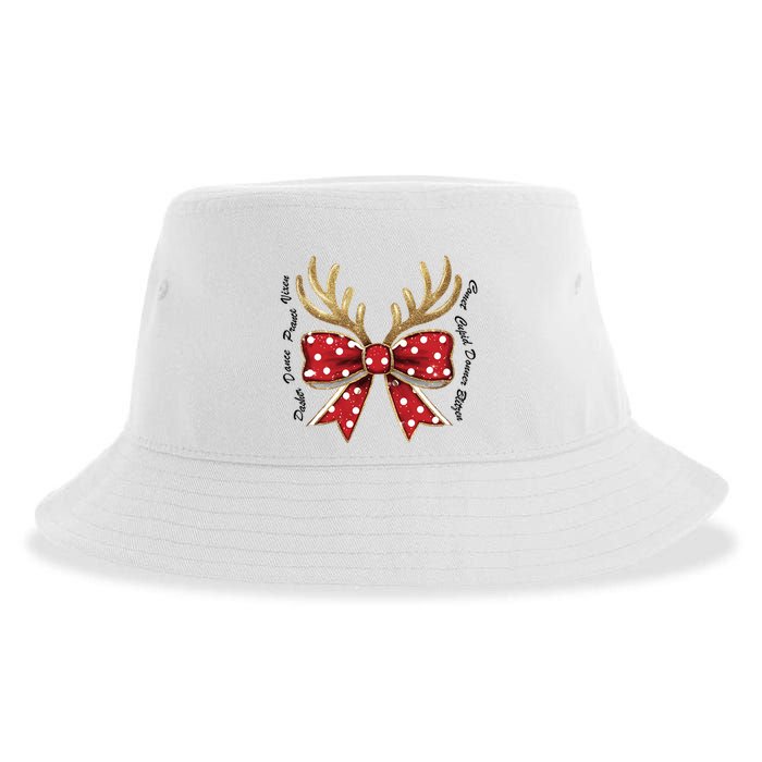 Dasher Dancer Prancer Vixen Comet Cupid Donner Blitzen Christmas Reindeer Sustainable Bucket Hat