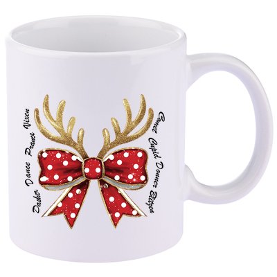 Dasher Dancer Prancer Vixen Comet Cupid Donner Blitzen Christmas Reindeer 11oz C Handle Ceramic Mug