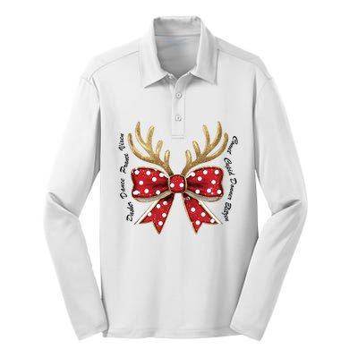 Dasher Dancer Prancer Vixen Comet Cupid Donner Blitzen Christmas Reindeer Silk Touch Performance Long Sleeve Polo