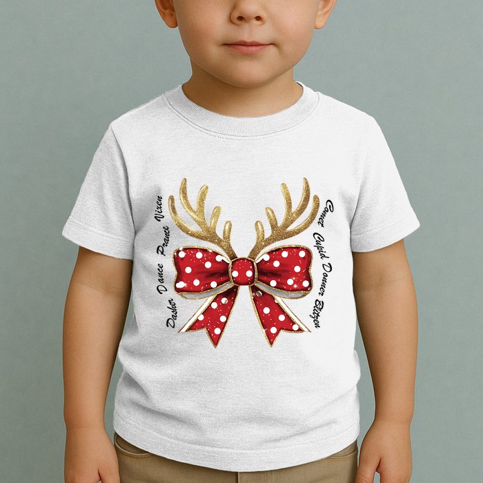 Dasher Dancer Prancer Vixen Comet Cupid Donner Blitzen Christmas Reindeer Toddler T-Shirt