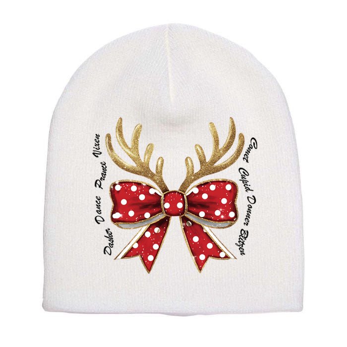 Dasher Dancer Prancer Vixen Comet Cupid Donner Blitzen Christmas Reindeer Short Acrylic Beanie