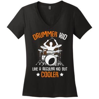 Drummer Drumming Percussionist Drums Women's V-Neck T-Shirt