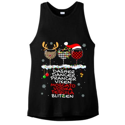Dasher Dancer Prancer Vixen Moscato Vodka Tequila Blitzen Cool Gift Ladies PosiCharge Tri-Blend Wicking Tank
