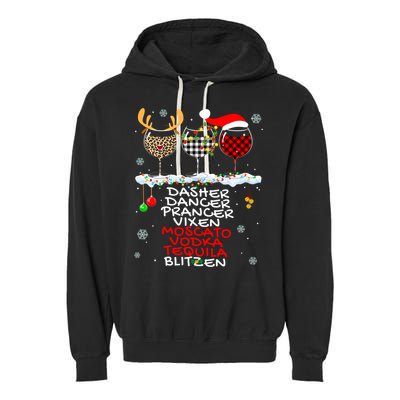 Dasher Dancer Prancer Vixen Moscato Vodka Tequila Blitzen Cool Gift Garment-Dyed Fleece Hoodie