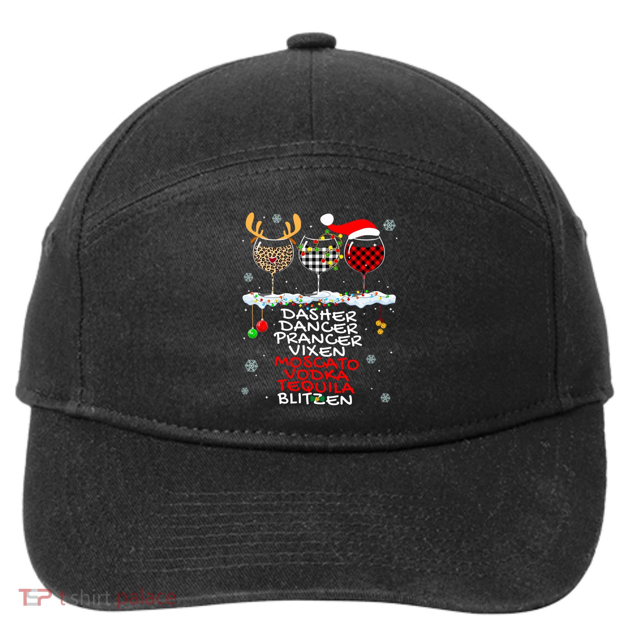 Dasher Dancer Prancer Vixen Moscato Vodka Tequila Blitzen Cool Gift 7-Panel Snapback Hat