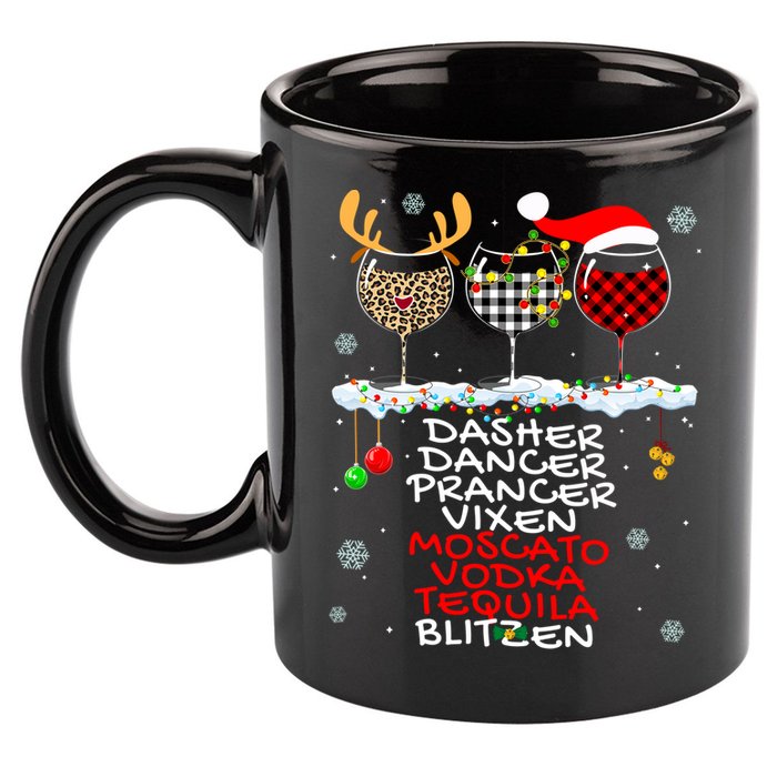 Dasher Dancer Prancer Vixen Moscato Vodka Tequila Blitzen Cool Gift 11oz C Handle Ceramic Mug