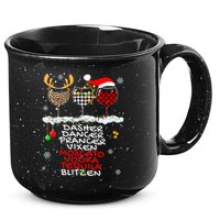 Dasher Dancer Prancer Vixen Moscato Vodka Tequila Blitzen Cool Gift 15oz Campfire Ceramic Mug