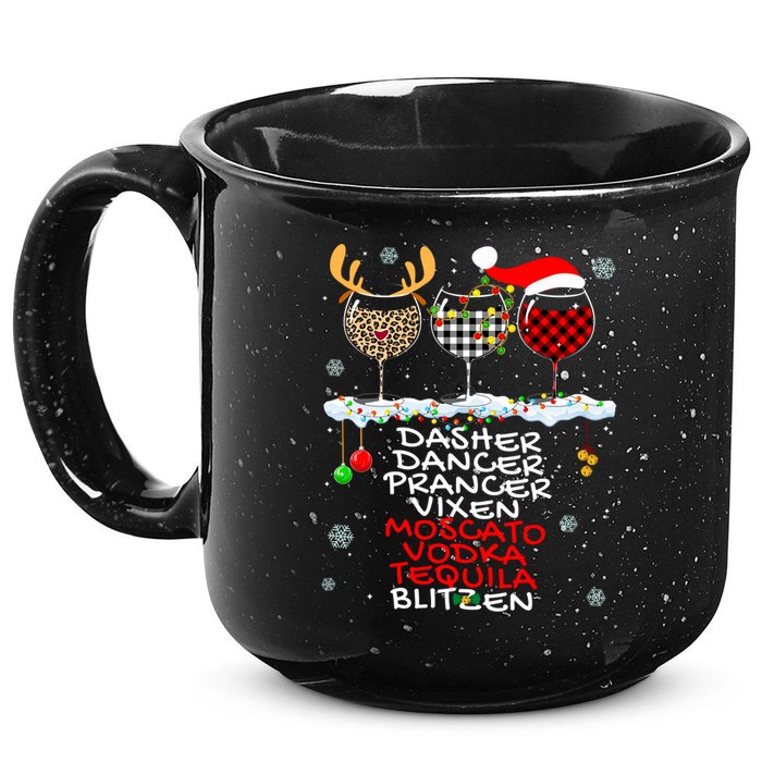 Dasher Dancer Prancer Vixen Moscato Vodka Tequila Blitzen Cool Gift 15oz Campfire Ceramic Mug