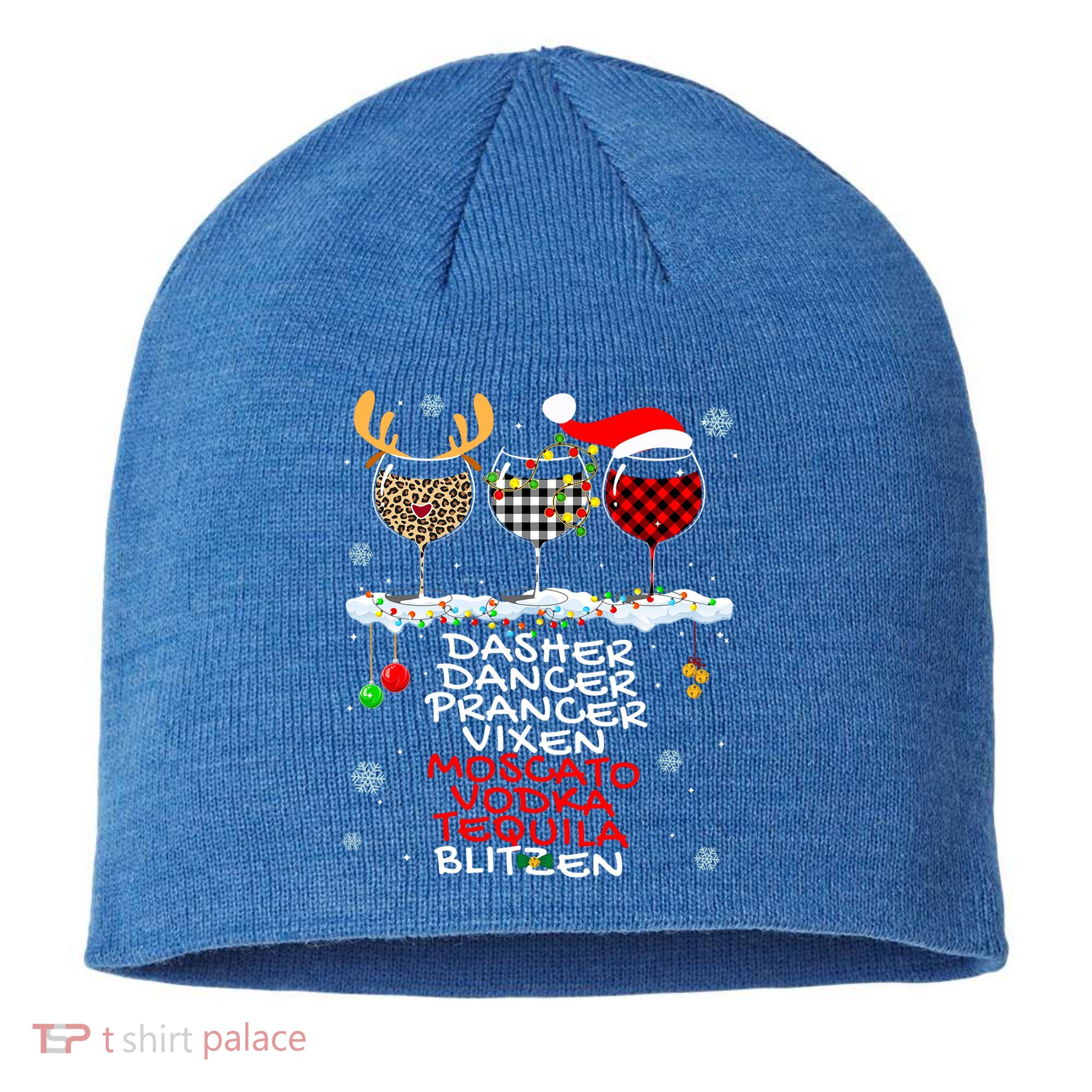 Dasher Dancer Prancer Vixen Moscato Vodka Tequila Blitzen Cool Gift Sustainable Beanie