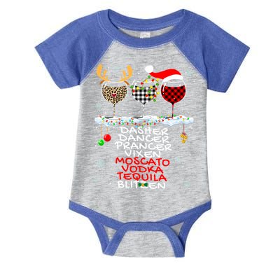 Dasher Dancer Prancer Vixen Moscato Vodka Tequila Blitzen Cool Gift Infant Baby Jersey Bodysuit