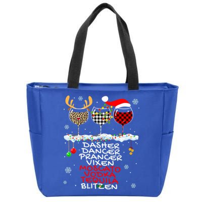 Dasher Dancer Prancer Vixen Moscato Vodka Tequila Blitzen Cool Gift Zip Tote Bag