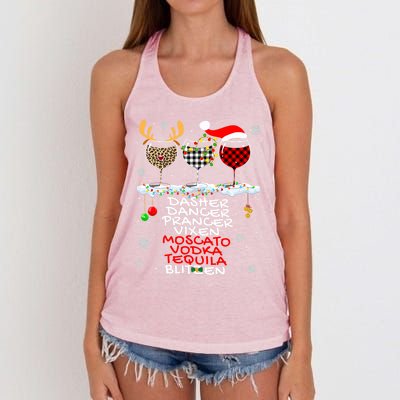 Dasher Dancer Prancer Vixen Moscato Vodka Tequila Blitzen Cool Gift Women's Knotted Racerback Tank