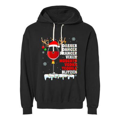Dasher Dancer Prancer Vixen Moscato Vodka Tequila Blitzen Gift Garment-Dyed Fleece Hoodie