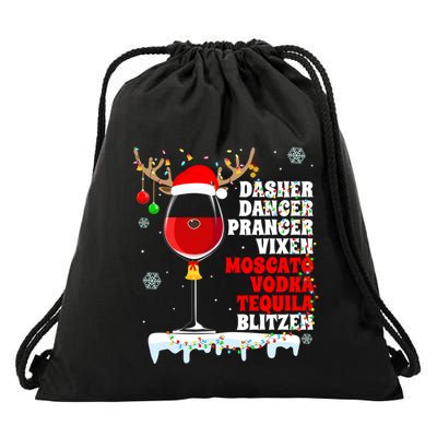 Dasher Dancer Prancer Vixen Moscato Vodka Tequila Blitzen Gift Drawstring Bag