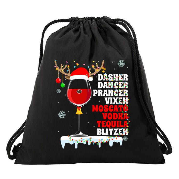 Dasher Dancer Prancer Vixen Moscato Vodka Tequila Blitzen Gift Drawstring Bag