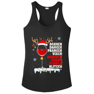Dasher Dancer Prancer Vixen Moscato Vodka Tequila Blitzen Gift Ladies PosiCharge Competitor Racerback Tank