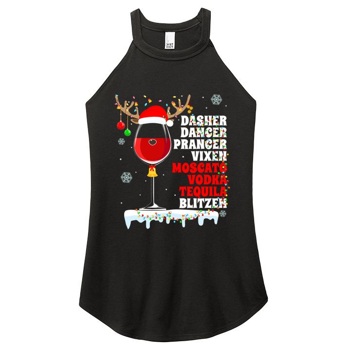 Dasher Dancer Prancer Vixen Moscato Vodka Tequila Blitzen Gift Women's Perfect Tri Rocker Tank