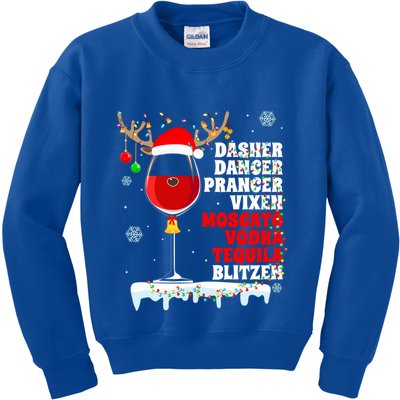 Dasher Dancer Prancer Vixen Moscato Vodka Tequila Blitzen Gift Kids Sweatshirt