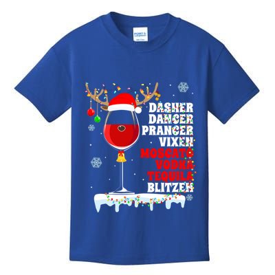 Dasher Dancer Prancer Vixen Moscato Vodka Tequila Blitzen Gift Kids T-Shirt