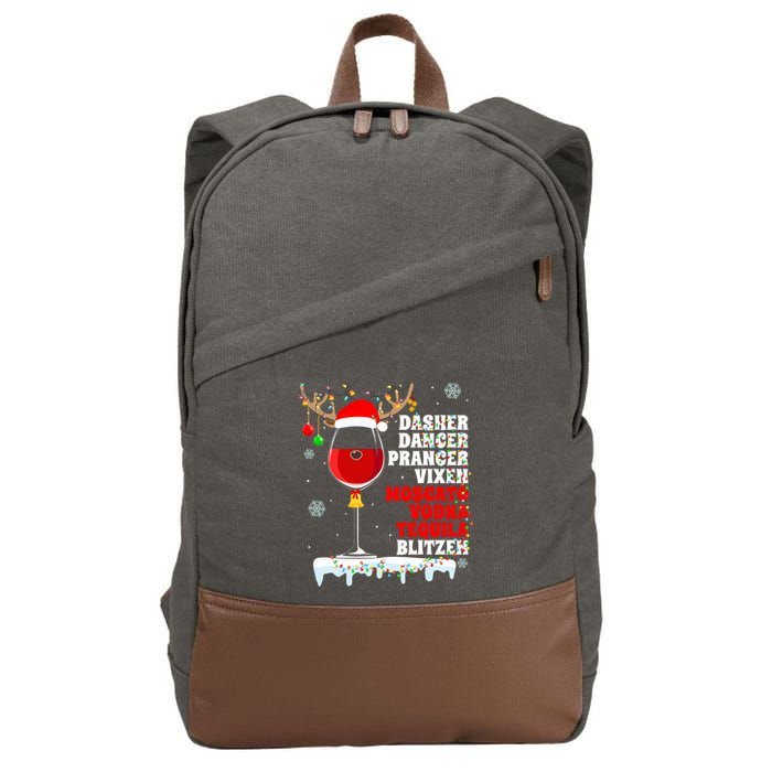 Dasher Dancer Prancer Vixen Moscato Vodka Tequila Blitzen Gift Cotton Canvas Backpack