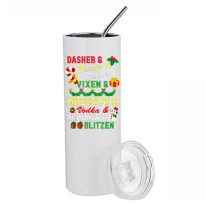 Dasher Dancer Prancer Vixen Moscato Vodka Tequila Blitzen Gift Stainless Steel Tumbler