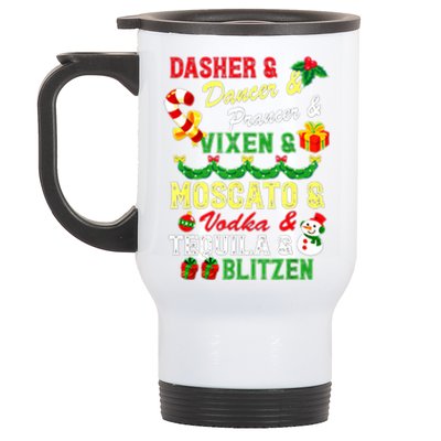 Dasher Dancer Prancer Vixen Moscato Vodka Tequila Blitzen Gift Stainless Steel Travel Mug