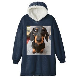 Dachshund Dog Photo Portrait Sweet Puppy Hooded Wearable Blanket