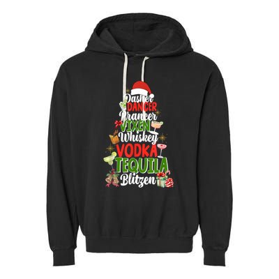 Dasher Dancer Prancer Vixen Moscato Vodka Tequila Blitzen Garment-Dyed Fleece Hoodie