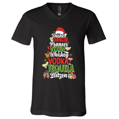 Dasher Dancer Prancer Vixen Moscato Vodka Tequila Blitzen V-Neck T-Shirt