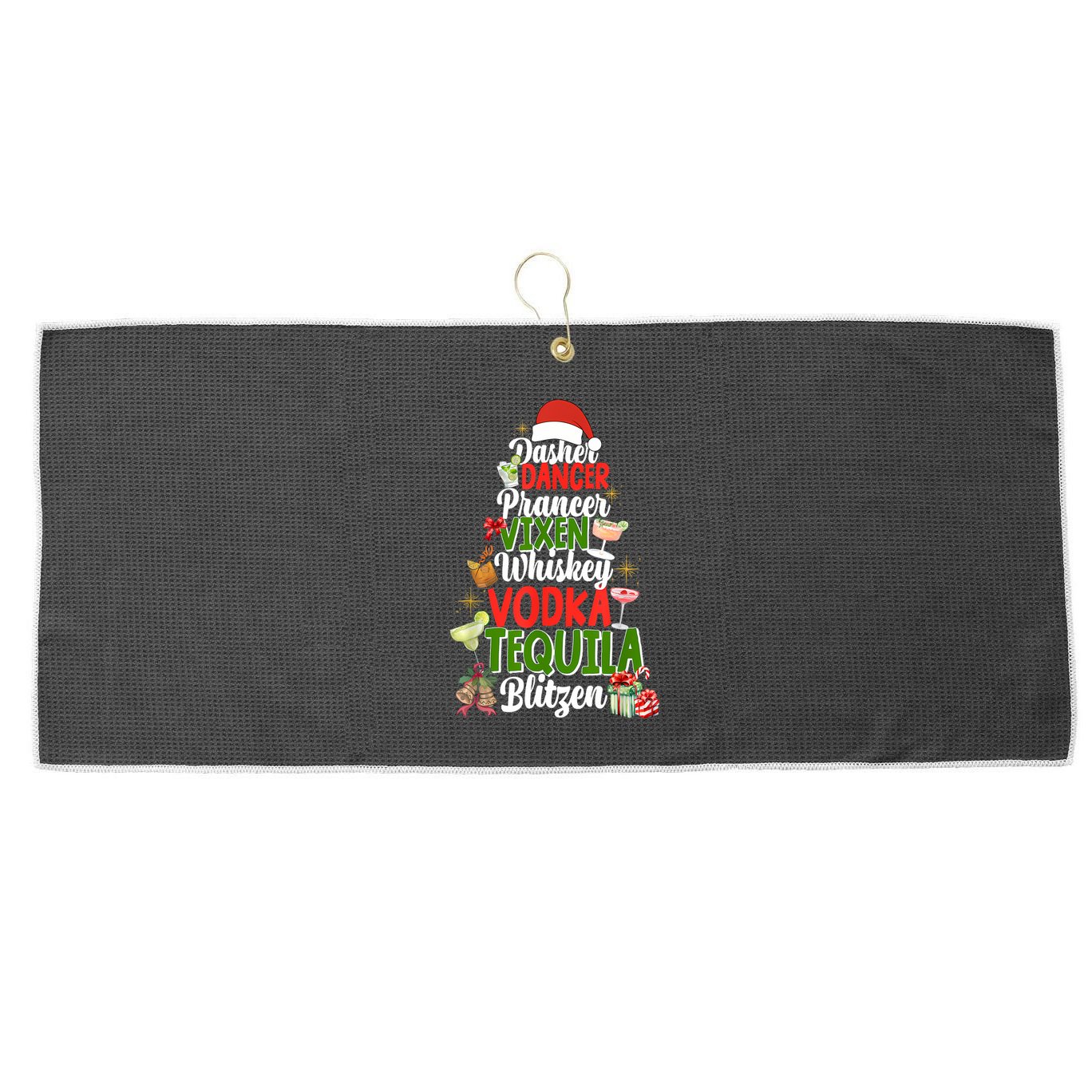 Dasher Dancer Prancer Vixen Moscato Vodka Tequila Blitzen Large Microfiber Waffle Golf Towel
