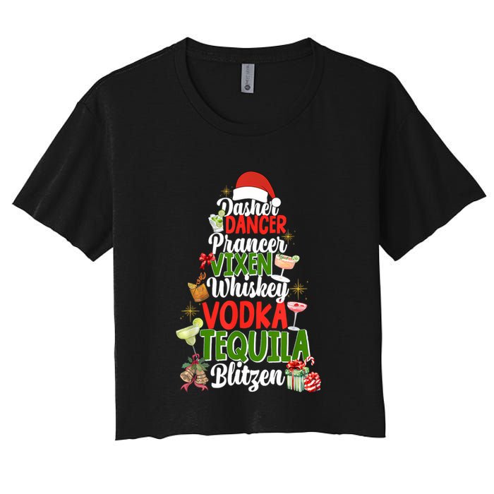 Dasher Dancer Prancer Vixen Moscato Vodka Tequila Blitzen Women's Crop Top Tee