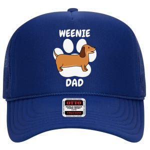 Dachshund Dad Papa Daddy Pa Father For Father’s Day Doxie High Crown Mesh Back Trucker Hat