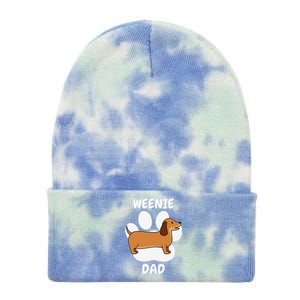 Dachshund Dad Papa Daddy Pa Father For Father’s Day Doxie Tie Dye 12in Knit Beanie