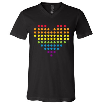 Dot Day Polka Dots Dotted Heart V-Neck T-Shirt